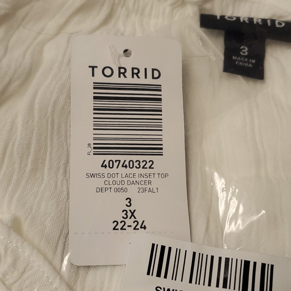 ❤️NWT VINTAGE TORRID TOP WASHABLE GAUZE LACE INSET BUTTON DOWN BLOUSON SLEEVE - Picture 14 of 14